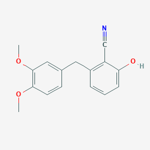 molecular formula C16H15NO3 B2595310 2-[(3,4-Dimethoxyphenyl)methyl]-6-hydroxybenzonitrile CAS No. 264617-43-8