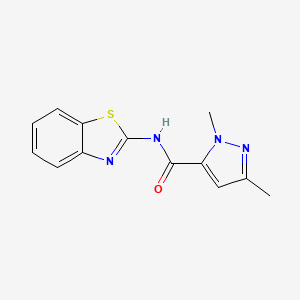 molecular formula C13H12N4OS B2595313 N-(苯并[d]噻唑-2-基)-1,3-二甲基-1H-吡唑-5-甲酰胺 CAS No. 1013809-12-5