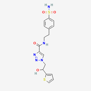 molecular formula C17H19N5O4S2 B2595333 1-(2-hydroxy-2-(thiophen-2-yl)ethyl)-N-(4-sulfamoylphenethyl)-1H-1,2,3-triazole-4-carboxamide CAS No. 1396875-83-4