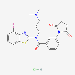 molecular formula C23H24ClFN4O3S B2595338 N-(3-(dimethylamino)propyl)-3-(2,5-dioxopyrrolidin-1-yl)-N-(4-fluorobenzo[d]thiazol-2-yl)benzamide hydrochloride CAS No. 1217063-76-7