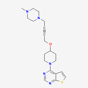 molecular formula C20H27N5OS B2595341 4-[4-[4-(4-Methylpiperazin-1-yl)but-2-ynoxy]piperidin-1-yl]thieno[2,3-d]pyrimidine CAS No. 2415517-93-8