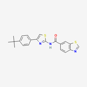 molecular formula C21H19N3OS2 B2595348 N-[4-(4-叔丁基苯基)-1,3-噻唑-2-基]-1,3-苯并噻唑-6-甲酰胺 CAS No. 681168-24-1