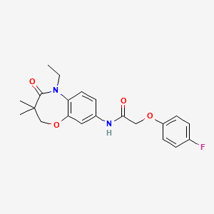 molecular formula C21H23FN2O4 B2595349 N-(5-ethyl-3,3-dimethyl-4-oxo-2,3,4,5-tetrahydrobenzo[b][1,4]oxazepin-8-yl)-2-(4-fluorophenoxy)acetamide CAS No. 921563-73-7