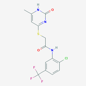 molecular formula C14H11ClF3N3O2S B2595352 N-[2-氯-5-(三氟甲基)苯基]-2-[(6-甲基-2-氧代-1H-嘧啶-4-基)硫代]乙酰胺 CAS No. 905666-40-2