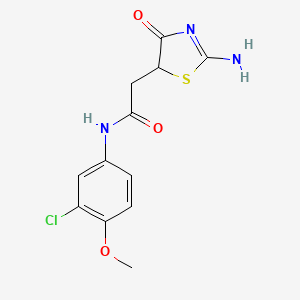 molecular formula C12H12ClN3O3S B2595361 N-(3-chloro-4-methoxyphenyl)-2-(2-imino-4-oxo-1,3-thiazolidin-5-yl)acetamide CAS No. 881483-33-6