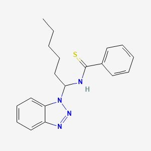 molecular formula C19H22N4S B2595364 N-[1-(1H-1,2,3-Benzotriazol-1-yl)hexyl]benzenecarbothioamide CAS No. 117067-53-5
