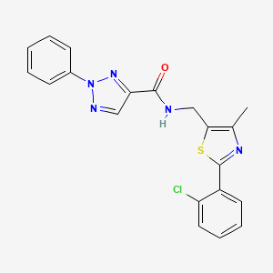 molecular formula C20H16ClN5OS B2595365 N-((2-(2-chlorophenyl)-4-methylthiazol-5-yl)methyl)-2-phenyl-2H-1,2,3-triazole-4-carboxamide CAS No. 1448078-29-2