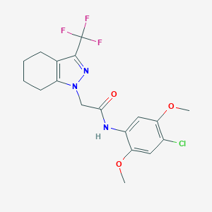 molecular formula C18H19ClF3N3O3 B259537 N-(4-chloro-2,5-dimethoxyphenyl)-2-[3-(trifluoromethyl)-4,5,6,7-tetrahydro-1H-indazol-1-yl]acetamide 