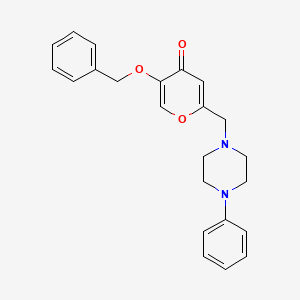 molecular formula C23H24N2O3 B2595373 5-Phenylmethoxy-2-[(4-phenylpiperazin-1-yl)methyl]pyran-4-one CAS No. 898441-68-4