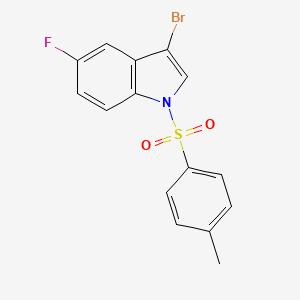 molecular formula C15H11BrFNO2S B2595379 3-Bromo-5-fluoro-1-(p-toluenesulfonyl)indole CAS No. 887338-48-9
