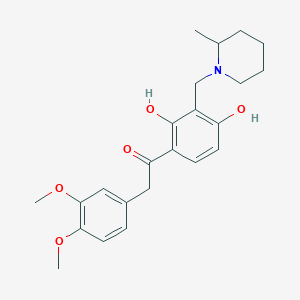 molecular formula C23H29NO5 B2595380 1-(2,4-Dihydroxy-3-((2-methylpiperidin-1-yl)methyl)phenyl)-2-(3,4-dimethoxyphenyl)ethanone CAS No. 1021218-46-1