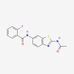 N-(2-acetamido-1,3-benzothiazol-6-yl)-2-fluorobenzamide