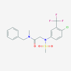 molecular formula C18H18ClF3N2O3S B259539 N-benzyl-2-[4-chloro(methylsulfonyl)-3-(trifluoromethyl)anilino]-N-methylacetamide 