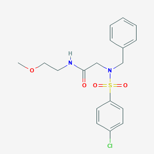 molecular formula C18H21ClN2O4S B259540 2-[Benzyl-(4-chloro-benzenesulfonyl)-amino]-N-(2-methoxy-ethyl)-acetamide 