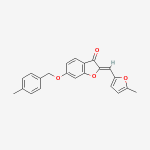 molecular formula C22H18O4 B2595400 （Z）-6-((4-甲基苄基)氧基)-2-((5-甲基呋喃-2-基)亚甲基)苯并呋喃-3(2H)-酮 CAS No. 620549-10-2