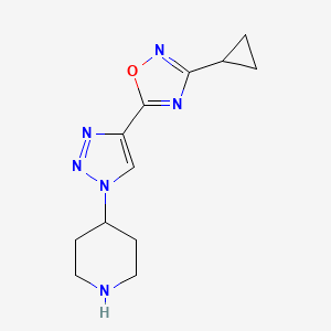 molecular formula C12H16N6O B2595402 4-[4-(3-Cyclopropyl-1,2,4-oxadiazol-5-yl)-1,2,3-triazol-1-yl]piperidine CAS No. 1707399-31-2