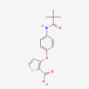 molecular formula C16H17NO4S B2595410 3-{4-[(2,2-Dimethylpropanoyl)amino]phenoxy}-2-thiophenecarboxylic acid CAS No. 900015-27-2