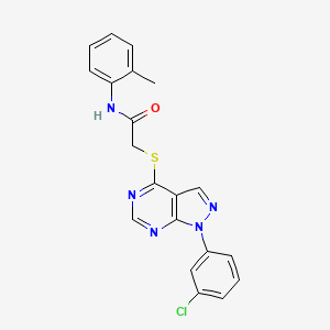 molecular formula C20H16ClN5OS B2595416 2-[1-(3-氯苯基)吡唑并[3,4-d]嘧啶-4-基]硫代-N-(2-甲苯基)乙酰胺 CAS No. 893917-71-0