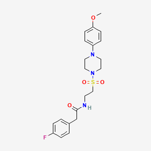 molecular formula C21H26FN3O4S B2595426 2-(4-fluorophenyl)-N-(2-((4-(4-methoxyphenyl)piperazin-1-yl)sulfonyl)ethyl)acetamide CAS No. 897610-82-1
