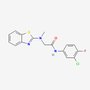 2-(benzo[d]thiazol-2-yl(methyl)amino)-N-(3-chloro-4-fluorophenyl)acetamide