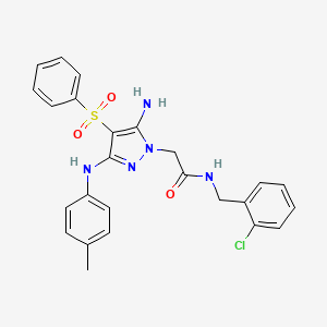 2-(5-amino-4-(phenylsulfonyl)-3-(p-tolylamino)-1H-pyrazol-1-yl)-N-(2-chlorobenzyl)acetamide
