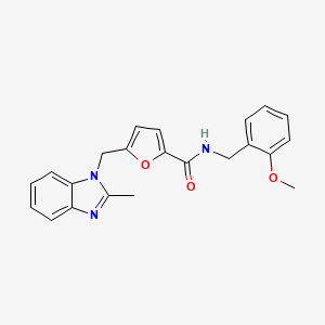 molecular formula C22H21N3O3 B2595463 N-(2-methoxybenzyl)-5-((2-methyl-1H-benzo[d]imidazol-1-yl)methyl)furan-2-carboxamide CAS No. 1172888-64-0