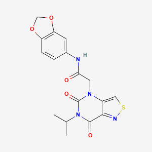 molecular formula C17H16N4O5S B2595466 N-1,3-benzodioxol-5-yl-2-(6-isopropyl-5,7-dioxo-6,7-dihydroisothiazolo[4,3-d]pyrimidin-4(5H)-yl)acetamide CAS No. 1251604-04-2