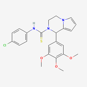 molecular formula C23H24ClN3O3S B2595469 N-(4-chlorophenyl)-1-(3,4,5-trimethoxyphenyl)-3,4-dihydropyrrolo[1,2-a]pyrazine-2(1H)-carbothioamide CAS No. 393833-54-0