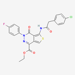 molecular formula C23H17ClFN3O4S B2595480 5-(2-(4-氯苯基)乙酰氨基)-3-(4-氟苯基)-4-氧代-3,4-二氢噻吩并[3,4-d]嘧啶-1-羧酸乙酯 CAS No. 851949-76-3