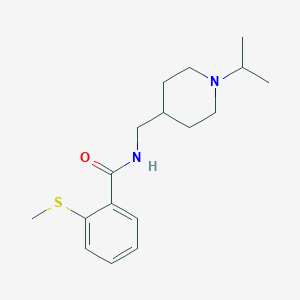 molecular formula C17H26N2OS B2595482 N-((1-异丙基哌啶-4-基)甲基)-2-(甲硫基)苯甲酰胺 CAS No. 1210702-41-2