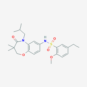 molecular formula C24H32N2O5S B2595488 5-ethyl-N-(5-isobutyl-3,3-dimethyl-4-oxo-2,3,4,5-tetrahydrobenzo[b][1,4]oxazepin-7-yl)-2-methoxybenzenesulfonamide CAS No. 921915-62-0