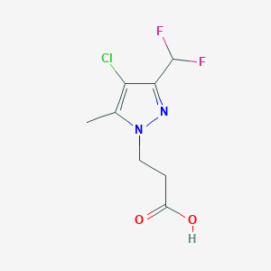 molecular formula C8H9ClF2N2O2 B2595518 3-[4-Chloro-3-(difluoromethyl)-5-methyl-1h-pyrazol-1-yl]propanoic acid CAS No. 1946812-94-7