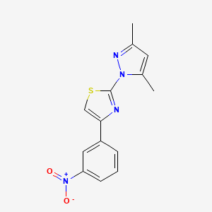 molecular formula C14H12N4O2S B2595523 2-(3,5-dimethyl-1H-pyrazol-1-yl)-4-(3-nitrophenyl)-1,3-thiazole CAS No. 956741-77-8