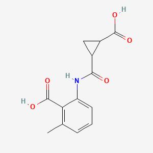 molecular formula C13H13NO5 B2595534 2-((2-Carboxycyclopropyl)carbonylamino)-6-methylbenzoic acid CAS No. 1274891-95-0