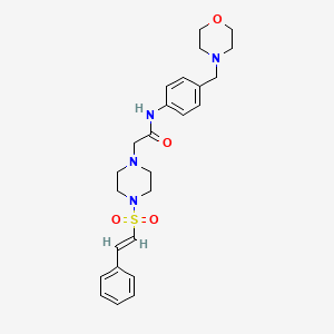 molecular formula C25H32N4O4S B2595544 N-[4-(morpholin-4-ylmethyl)phenyl]-2-[4-[(E)-2-phenylethenyl]sulfonylpiperazin-1-yl]acetamide CAS No. 925405-77-2