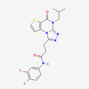 molecular formula C20H19F2N5O2S B2595548 N-(3,4-difluorophenyl)-3-(4-isobutyl-5-oxo-4,5-dihydrothieno[2,3-e][1,2,4]triazolo[4,3-a]pyrimidin-1-yl)propanamide CAS No. 1189958-93-7