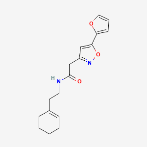 molecular formula C17H20N2O3 B2595551 N-(2-(cyclohex-1-en-1-yl)ethyl)-2-(5-(furan-2-yl)isoxazol-3-yl)acetamide CAS No. 1105243-21-7