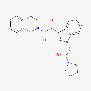 molecular formula C25H25N3O3 B2595562 2-(3,4-dihydroisoquinolin-2(1H)-yl)-2-oxo-1-[1-(2-oxo-2-pyrrolidin-1-ylethyl)-1H-indol-3-yl]ethanone CAS No. 872848-84-5