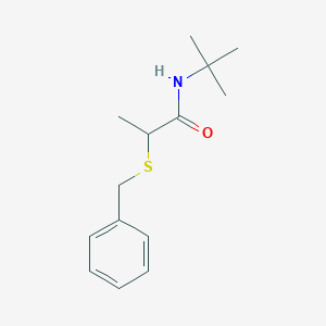 molecular formula C14H21NOS B259557 2-(benzylsulfanyl)-N-(tert-butyl)propanamide 