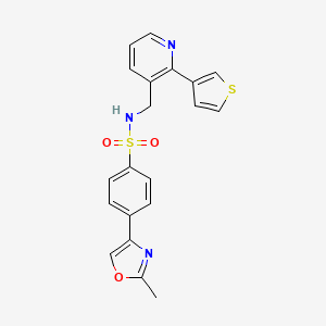 molecular formula C20H17N3O3S2 B2595593 4-(2-methyloxazol-4-yl)-N-((2-(thiophen-3-yl)pyridin-3-yl)methyl)benzenesulfonamide CAS No. 2034596-98-8