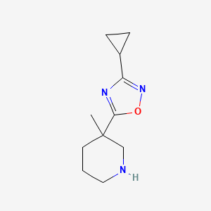 molecular formula C11H17N3O B2595625 3-(3-环丙基-1,2,4-恶二唑-5-基)-3-甲基哌啶 CAS No. 1342373-87-8