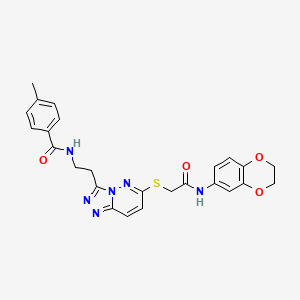 N-(2-(6-((2-((2,3-dihydrobenzo[b][1,4]dioxin-6-yl)amino)-2-oxoethyl)thio)-[1,2,4]triazolo[4,3-b]pyridazin-3-yl)ethyl)-4-methylbenzamide