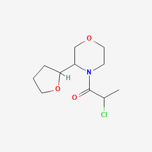 molecular formula C11H18ClNO3 B2595650 2-Chloro-1-[3-(oxolan-2-yl)morpholin-4-yl]propan-1-one CAS No. 2411196-07-9