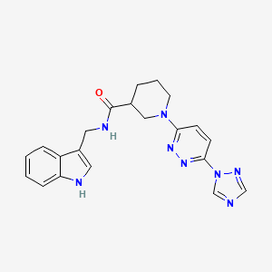 molecular formula C21H22N8O B2595656 1-(6-(1H-1,2,4-triazol-1-yl)pyridazin-3-yl)-N-((1H-indol-3-yl)methyl)piperidine-3-carboxamide CAS No. 1705809-57-9