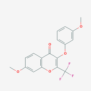 molecular formula C18H13F3O5 B2595659 7-methoxy-3-(3-methoxyphenoxy)-2-(trifluoromethyl)-4H-chromen-4-one CAS No. 637749-20-3