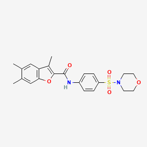 molecular formula C22H24N2O5S B2595681 3,5,6-trimethyl-N-(4-(morpholinosulfonyl)phenyl)benzofuran-2-carboxamide CAS No. 622349-67-1