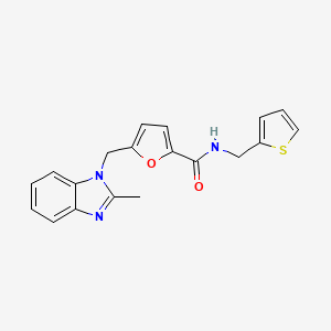 molecular formula C19H17N3O2S B2595724 5-((2-methyl-1H-benzo[d]imidazol-1-yl)methyl)-N-(thiophen-2-ylmethyl)furan-2-carboxamide CAS No. 1172805-37-6