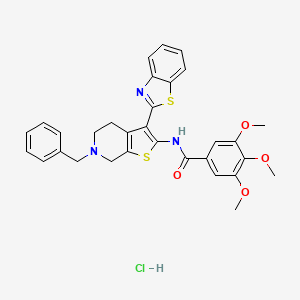 molecular formula C31H30ClN3O4S2 B2595732 N-(3-(benzo[d]thiazol-2-yl)-6-benzyl-4,5,6,7-tetrahydrothieno[2,3-c]pyridin-2-yl)-3,4,5-trimethoxybenzamide hydrochloride CAS No. 1215776-35-4