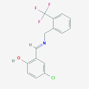 4-chloro-2-((E)-{[2-(trifluoromethyl)benzyl]imino}methyl)phenol