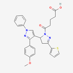 5-[3-[3-(4-Methoxyphenyl)-1-phenyl-4-pyrazolyl]-5-thiophen-2-yl-3,4-dihydropyrazol-2-yl]-5-oxopentanoic acid
